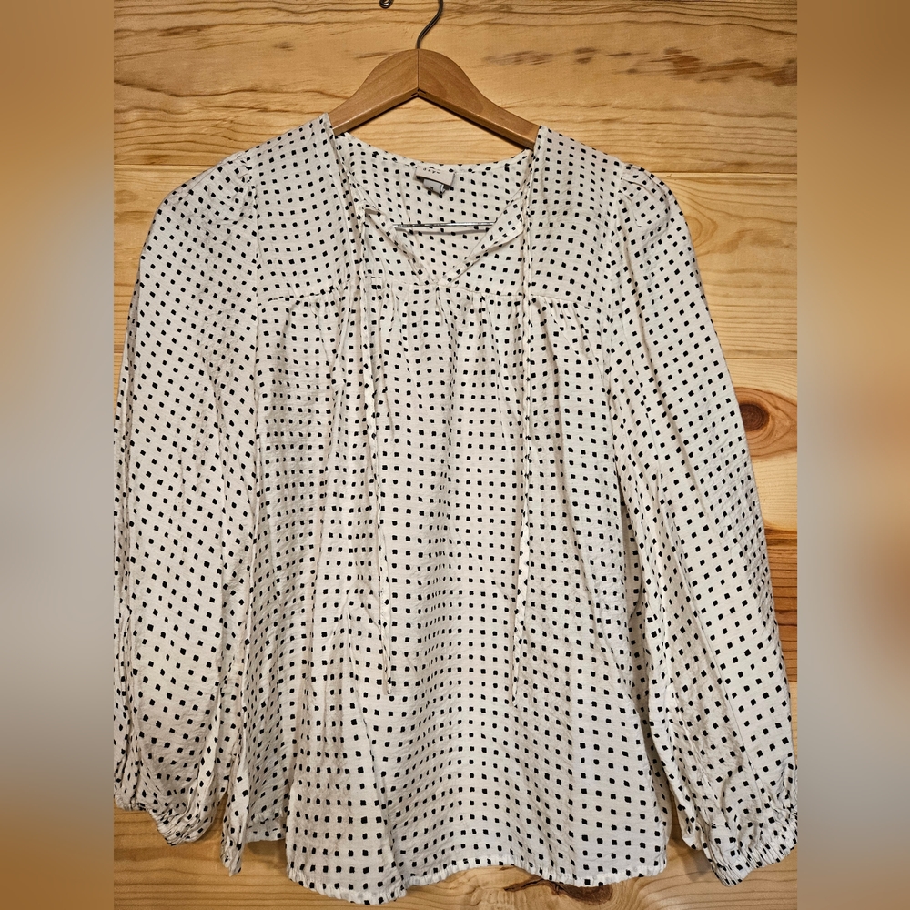 A New Day Black and White Patterned Blouse Size M